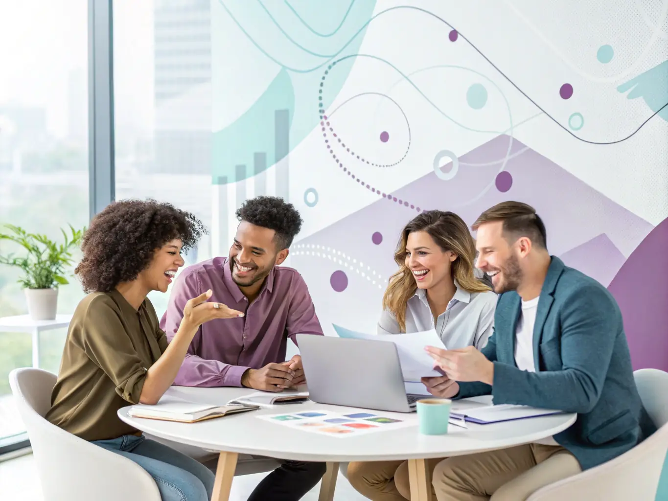 A professional team of remote workers collaborating via video conference, with a map highlighting UK and Africa, symbolizing OA Stride's remote talent solutions.
